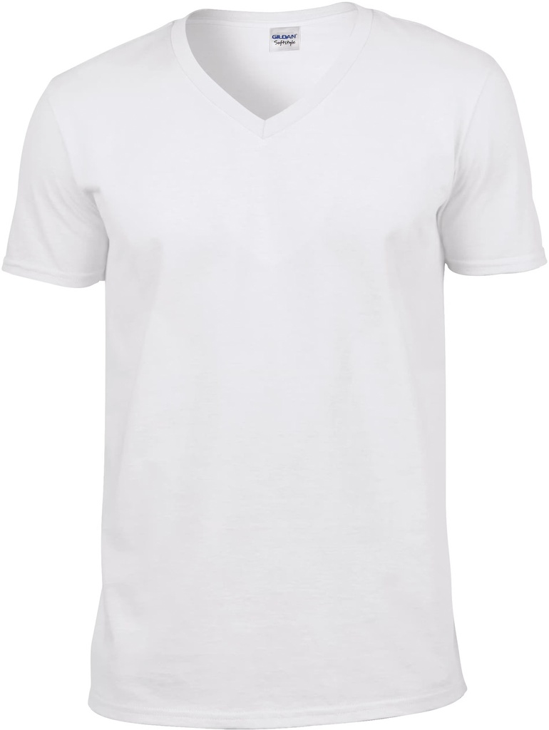 Gildan SoftStyle Adult Cotton Tee - GI64V00 V Neck Blank (Small, White)